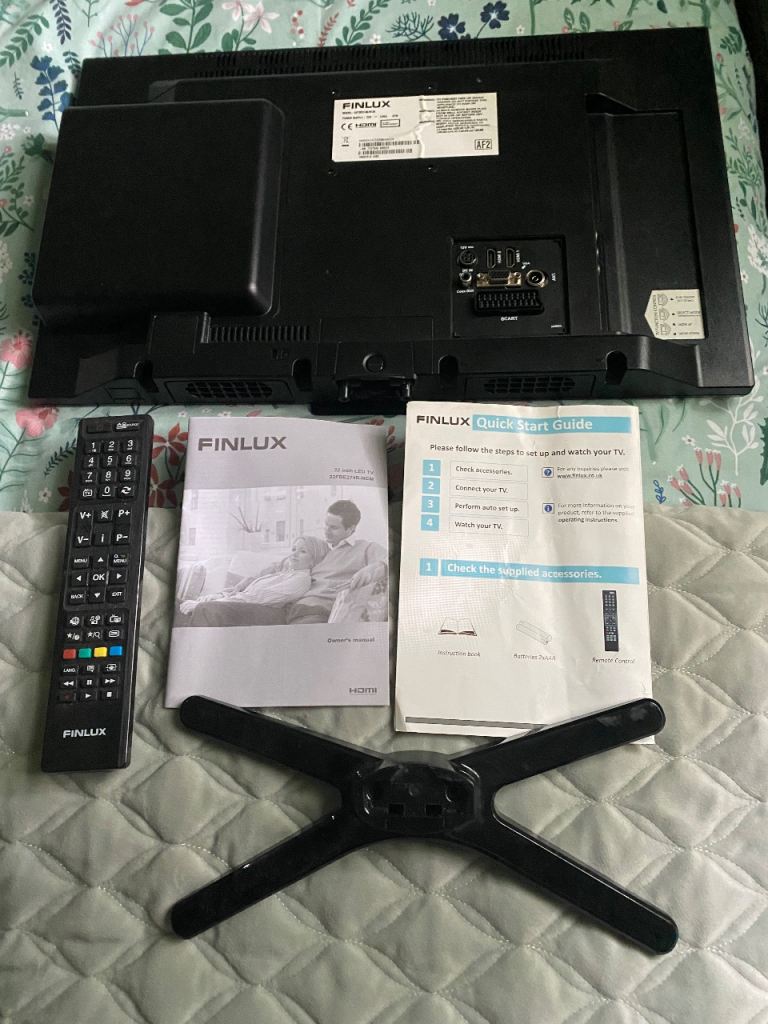 Finlux Black TV with Remote and Stand – Good Condition