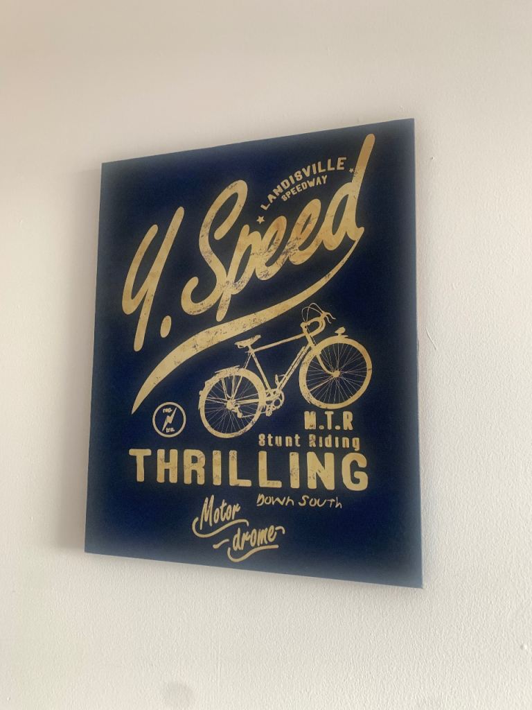 Cool Vintage-Style Bicycle Art Print - Dark Blue & Gold