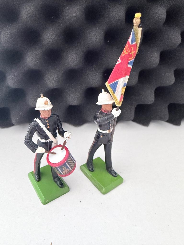 Pair of Vintage Lead Soldiers - Drummer & Flag Bearer