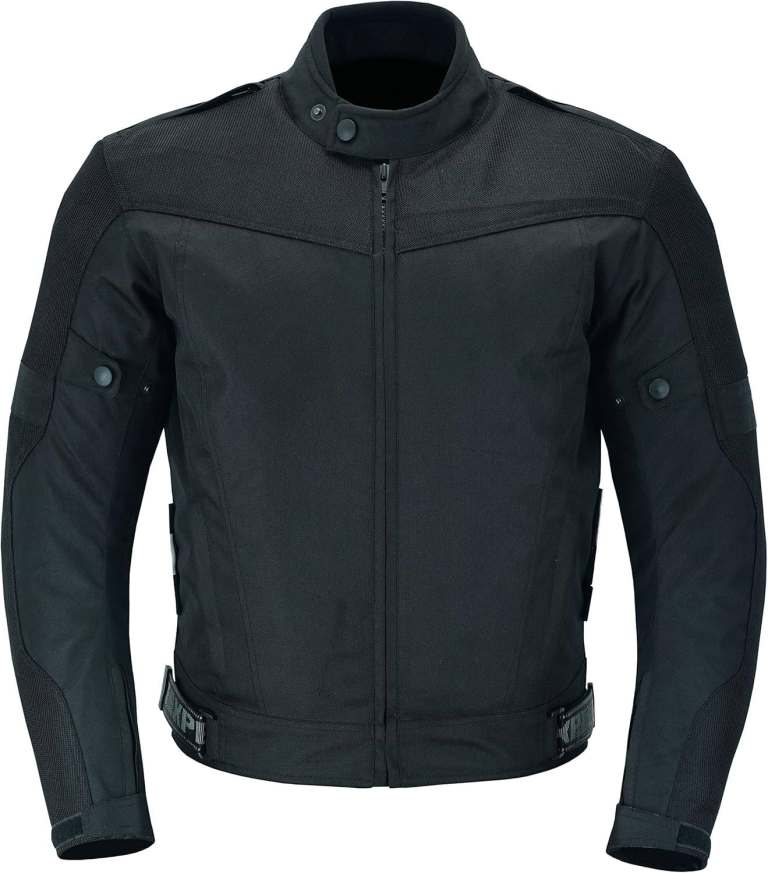Texpeed Mens Motorcycle Biker Jacket Waterproof Black Textile, CE Armour (EN 1621-1) XL