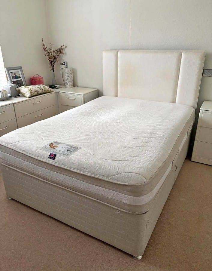 Double bed with mattress and headboard - excellent condition 