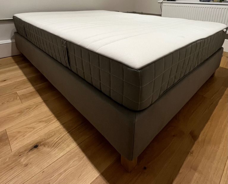 IKEA Double Bed 140 × 200 cm - Base, Feet, Mattress & Memory-Foam Topper