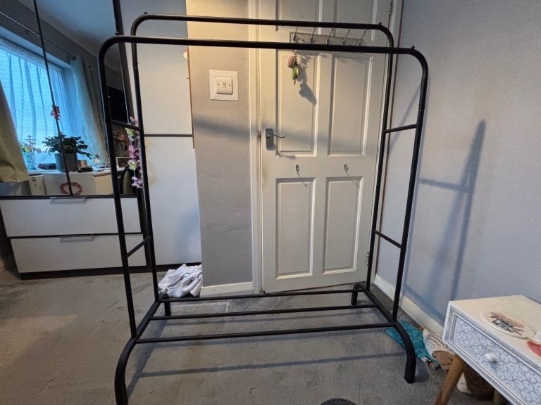 Black Metal Clothes Rail with Double Hanging Space