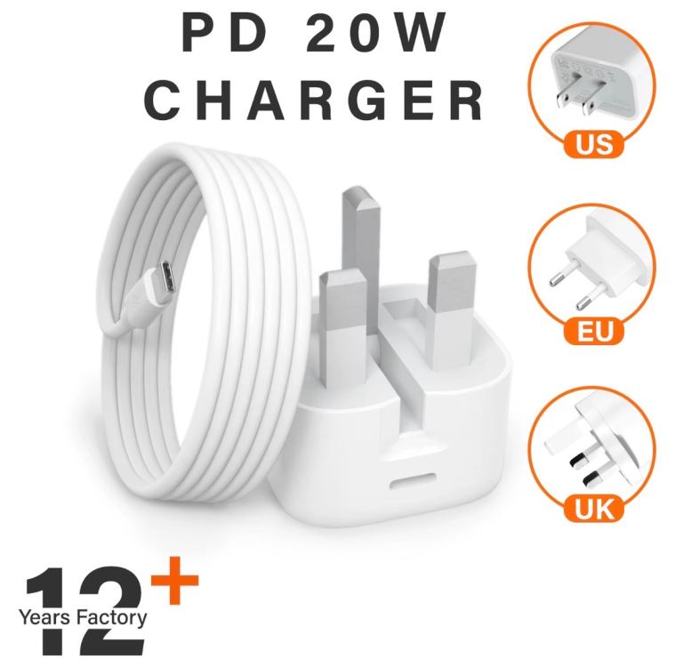 New 20W PD Fast Charger with USB-C Cable – UK Plug