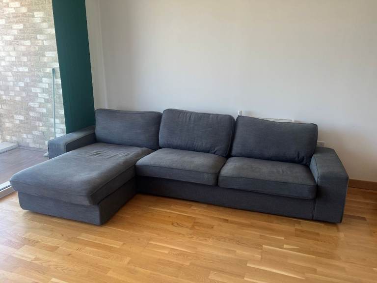 Large Grey Ikea Kivik 4 Seat Corner Sofa with Chaise Lounge – Good Condition