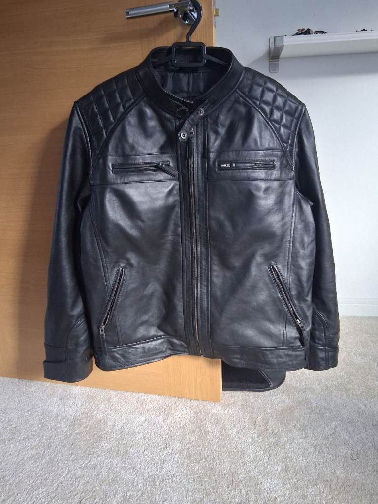 Black Leather Biker Jacket - Xlarge 