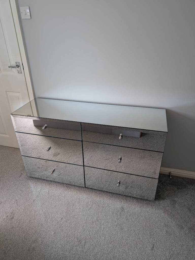 NEXT Deco Wide Chest Mirrored 6 Drawers, Chest of Drawers