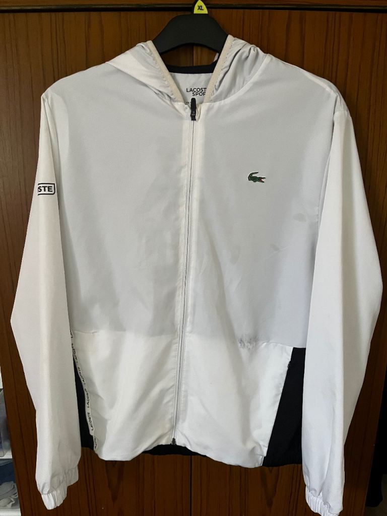 Lacoste Sport Windbreaker Jacket - White/Black, As Good As New