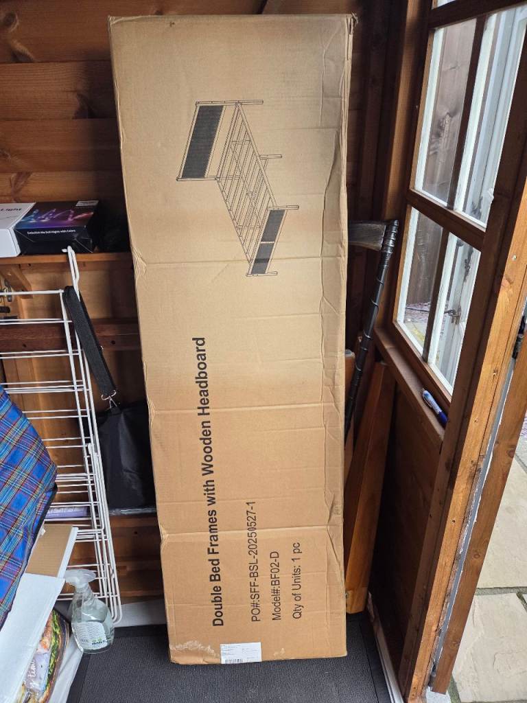 Double bed frame with headboard
