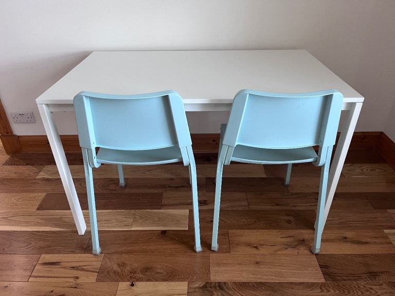 White Table and 2 Chairs Dining Arts Craft Desk 