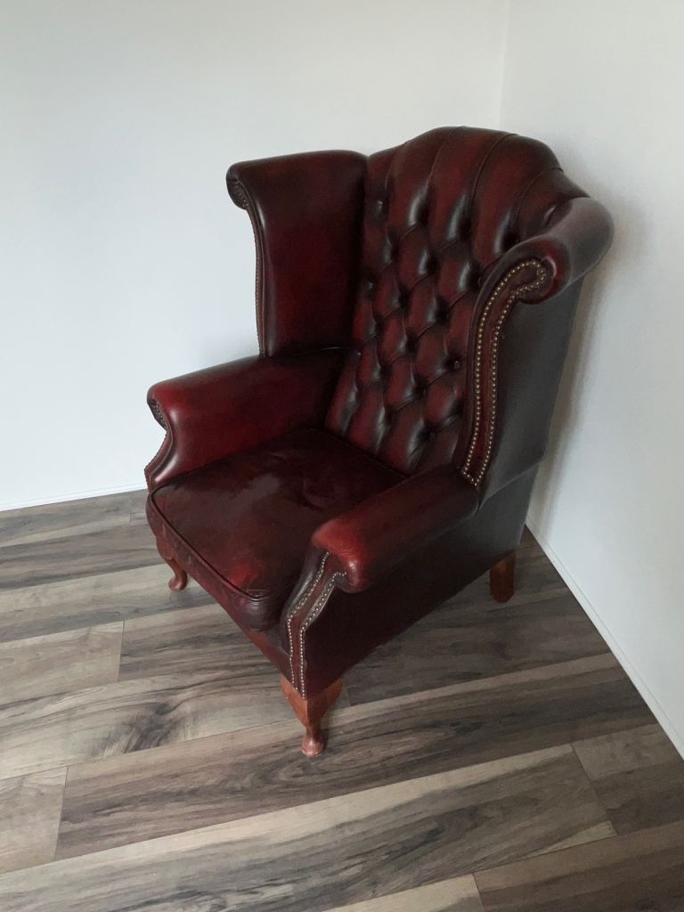 Classic Leather Wingback Armchair – Good Condition