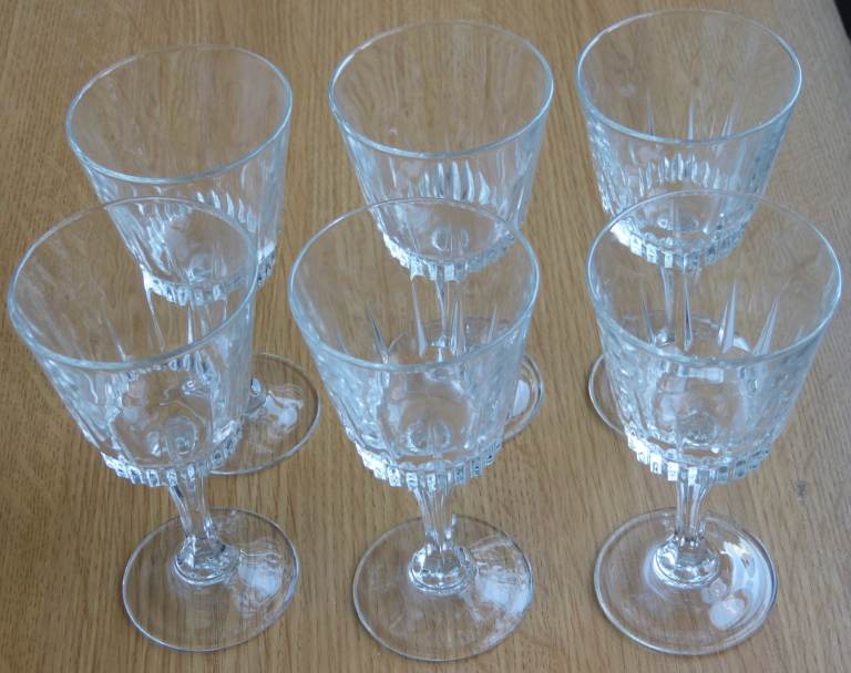 6x Arcoroc Luminarc Lancer White Wine Glasses 150ml Vintage French