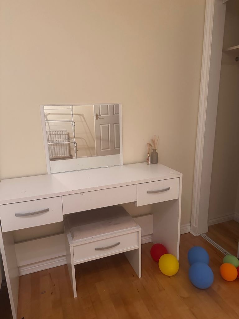 White Dressing Table with Mirror and Stool – Good Condition, £50.00 for ...
