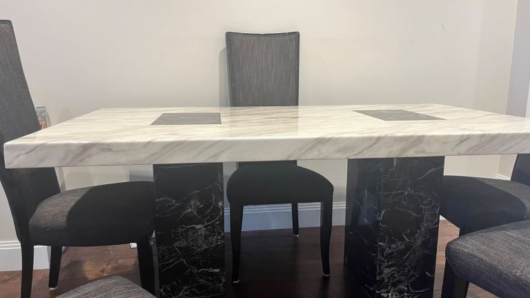 Vienna Marble Dining Table + 6 Chairs