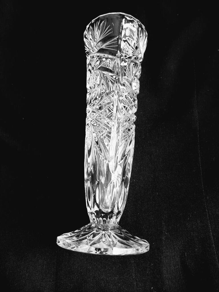 Bohemian hand-cut lead crystal bud vase