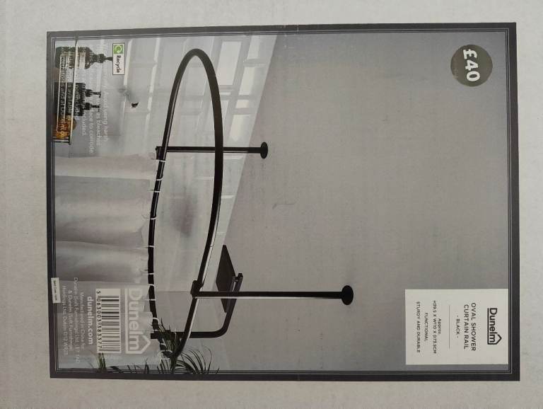 Dunelm Oval Shower Curtain Rail - Black, New
