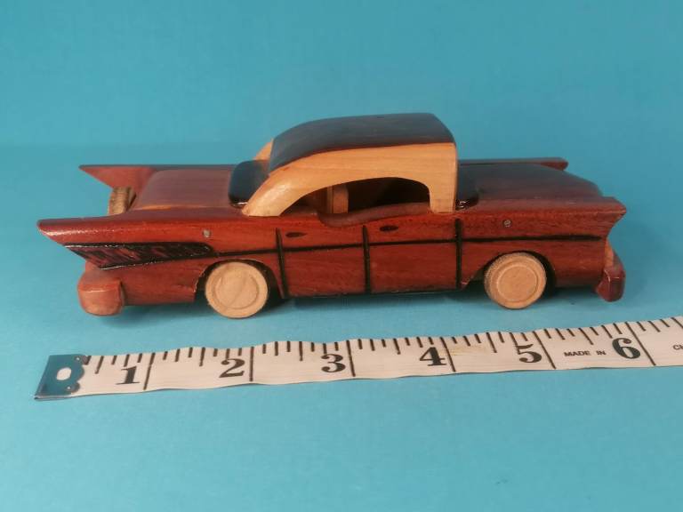 Vintage, Antique Wooden Car 1950'S STYLE MODEL CUBA OPENING back DOOR.