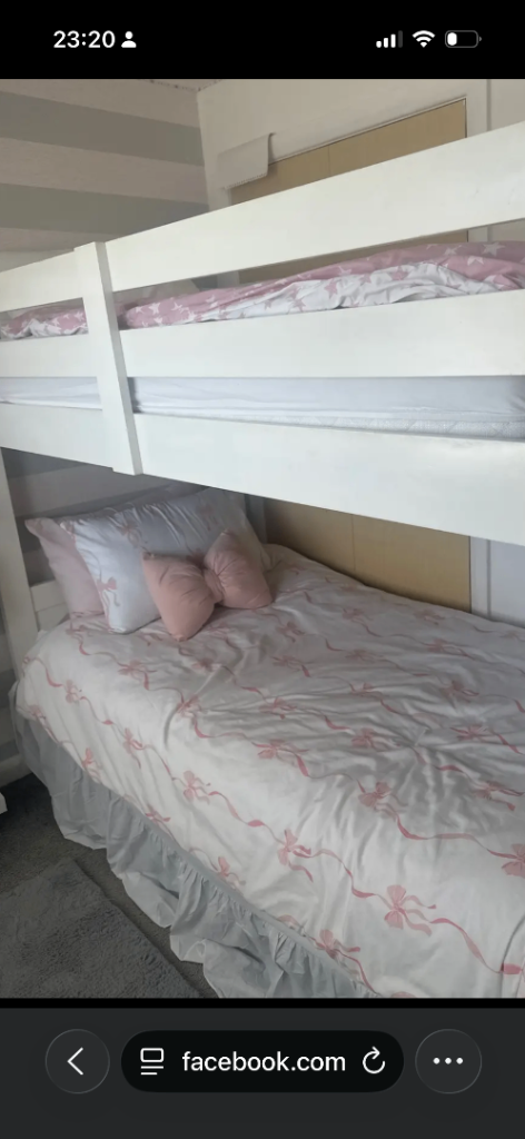 Costco white single bunk beds 