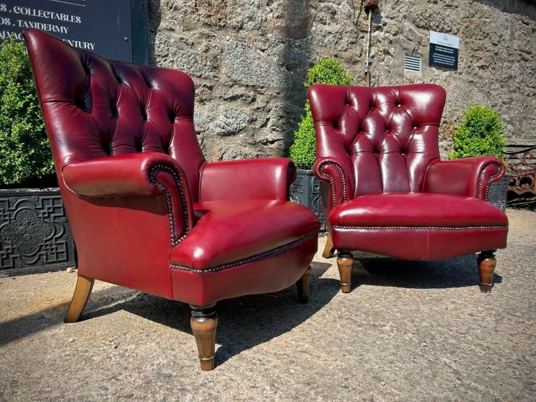 Tetrad Regent Chesterfield Armchair in Oxblood Red Leather with Buttoned Back 