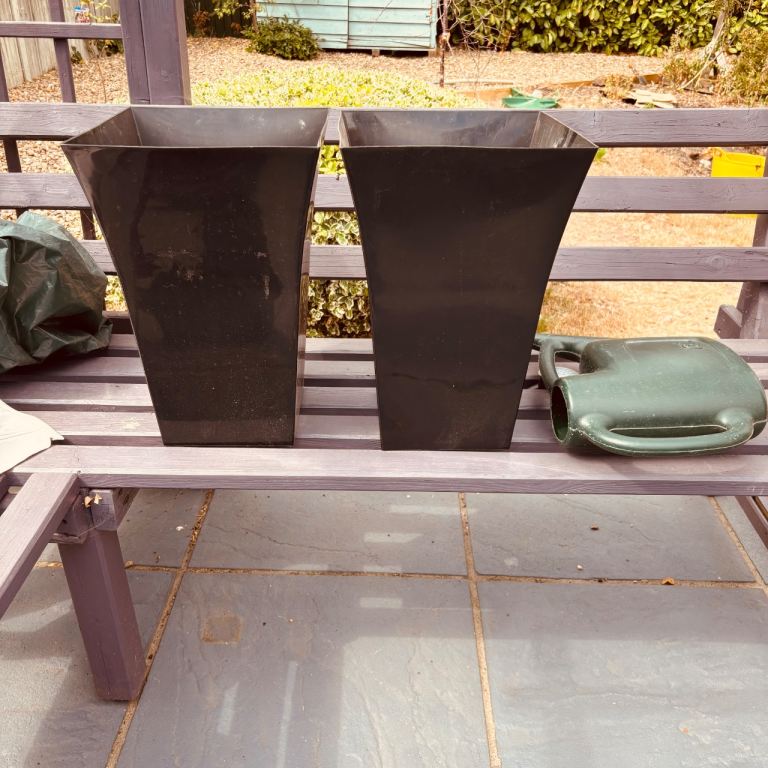 Pair of Black Plastic Garden Planters – Good Condition
