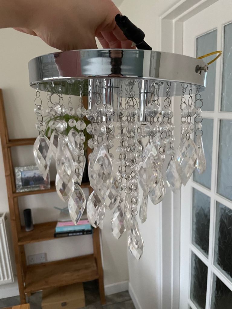 Next Ceiling Light - 3 Bulb Chrome with Decorative Glass Shade - Excellent