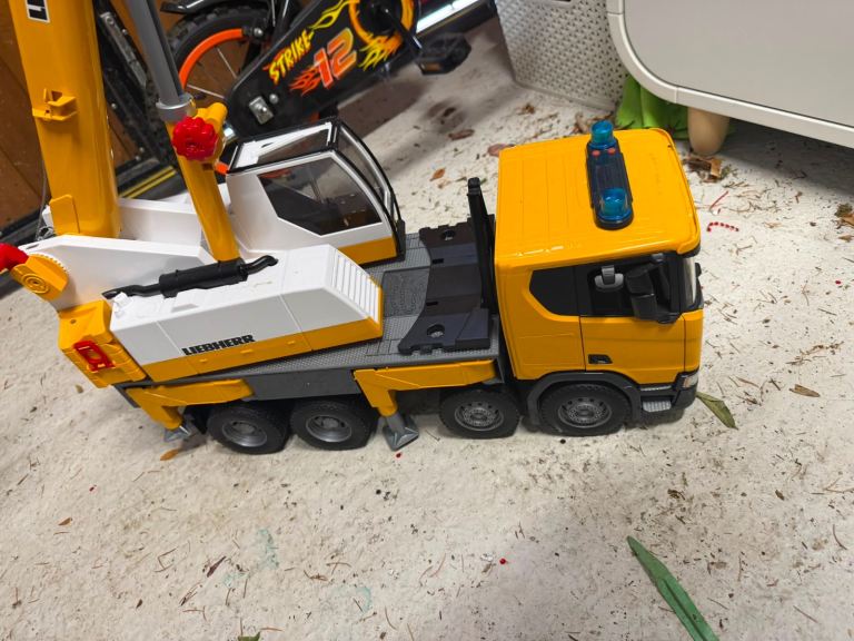 Liebherr Toy Crane Truck - Yellow, Good Condition