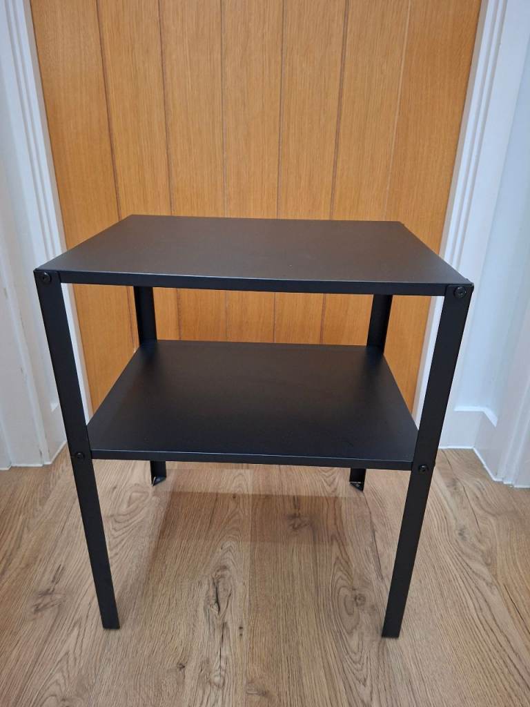 Black Metal Bedside Table with Shelf – As Good As New