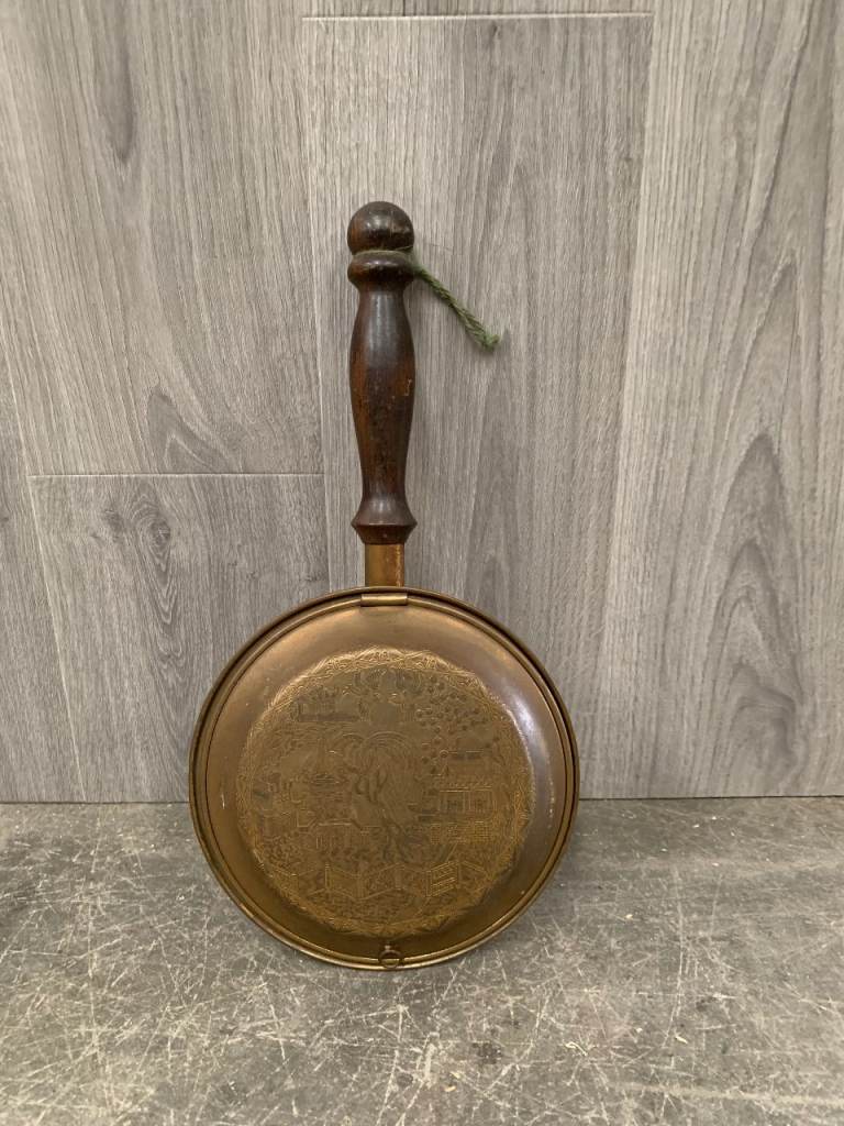 Vintage Miniature Brass Warmer with Turned Handle - 44cm approx.