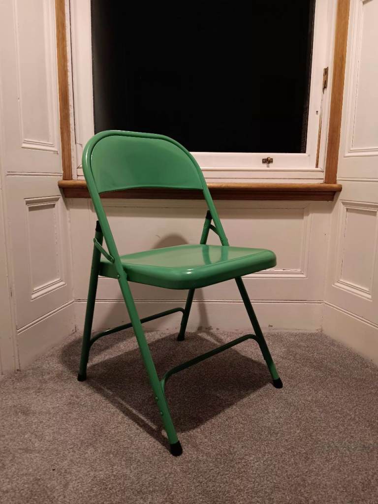 Folding chair, green & metal, Argos