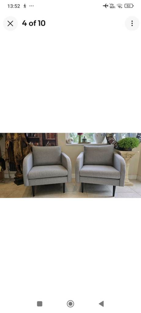 2 Designer Danish Inspired retro modern armchairs