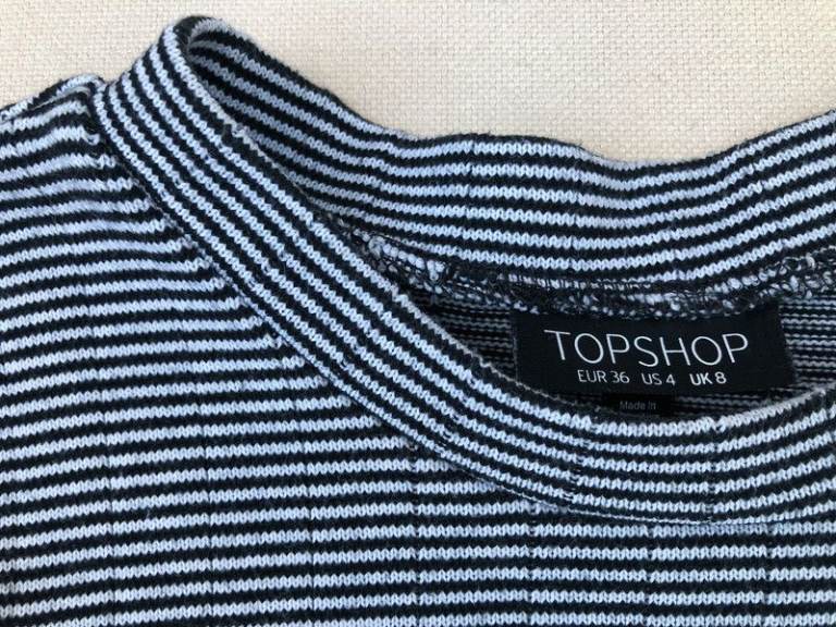 Topshop black/white fine striped cropped top Size 8 VGC £5 ONO
