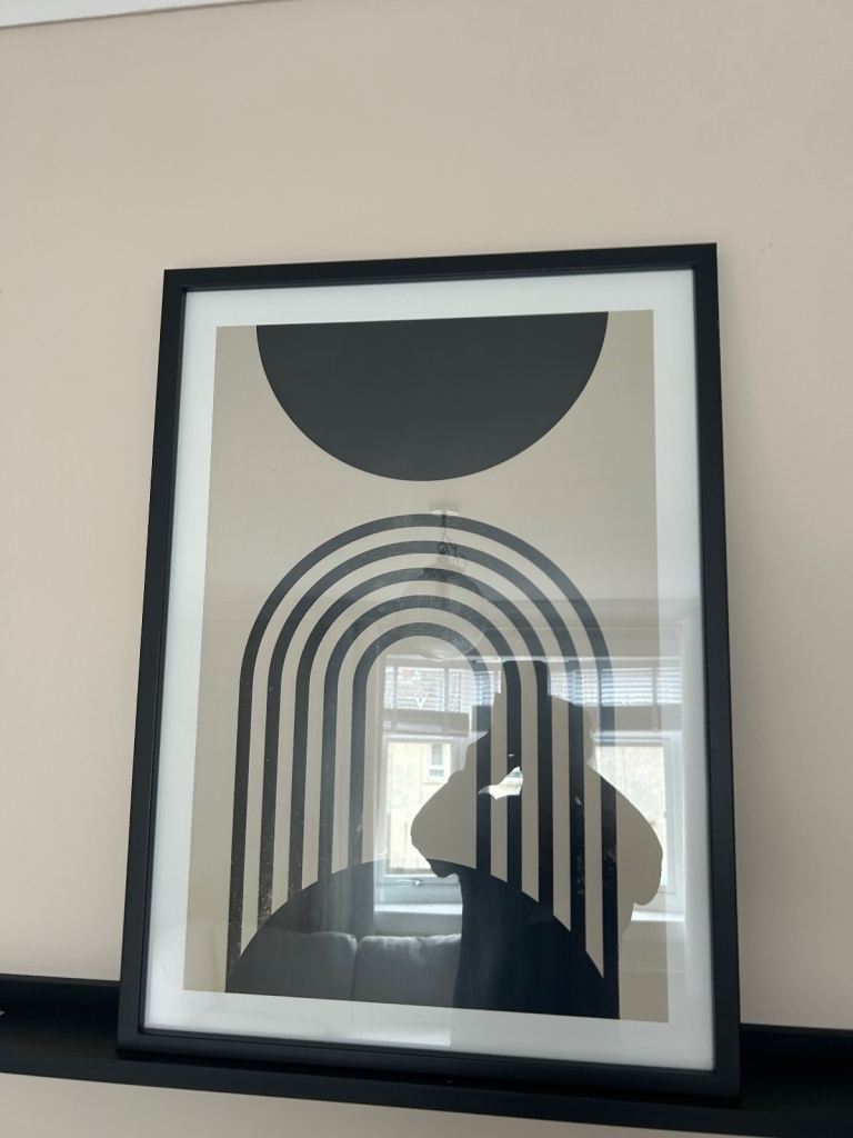 Abstract Art Print with Black Frame – Good Condition
