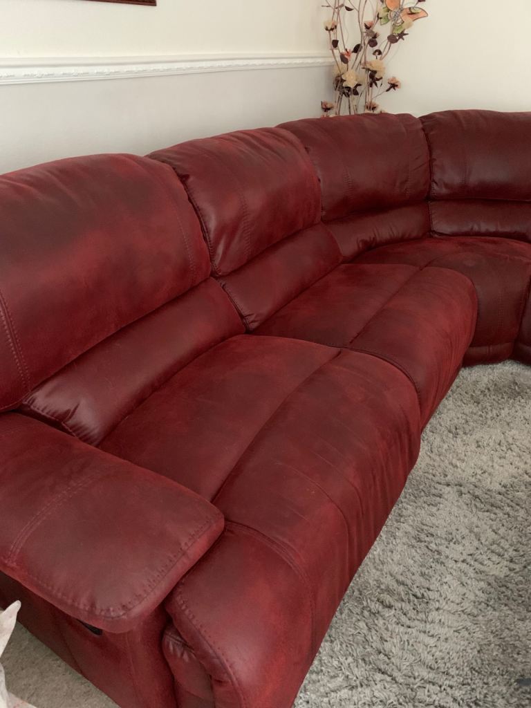 Red Leather Corner Sofa