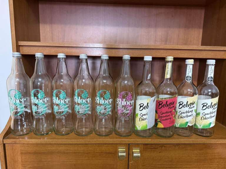 50 x 750ml Empty Glass Bottles with Lids, Shloer and Belvoir Farm Bottles, Water Drink Bottles