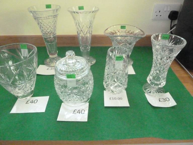 Various Crystal Fluted Vases and Biscuit/Sweet Barrel with lid