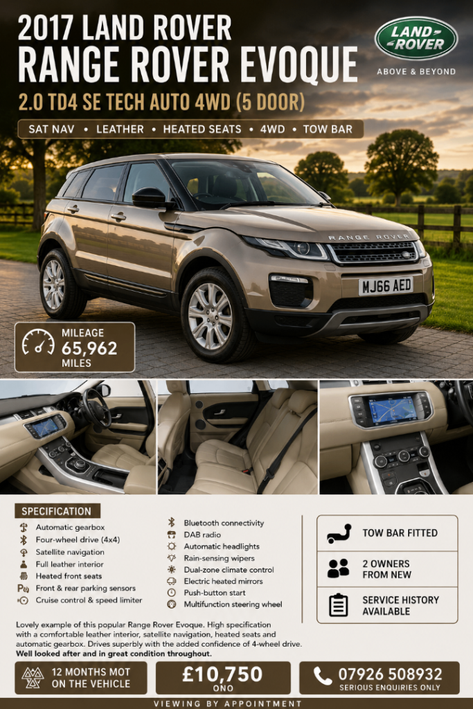 Land Rover, RANGE ROVER EVOQUE, Estate, 2017, Other, 1999 (cc), 5 doors