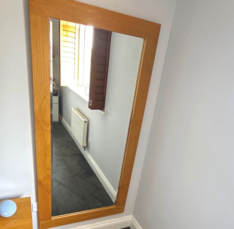Large Wooden Framed Wall Mirror – Good Condition