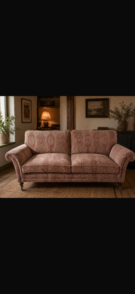 Two-Seater Sofa with Patterned Fabric – Good Condition