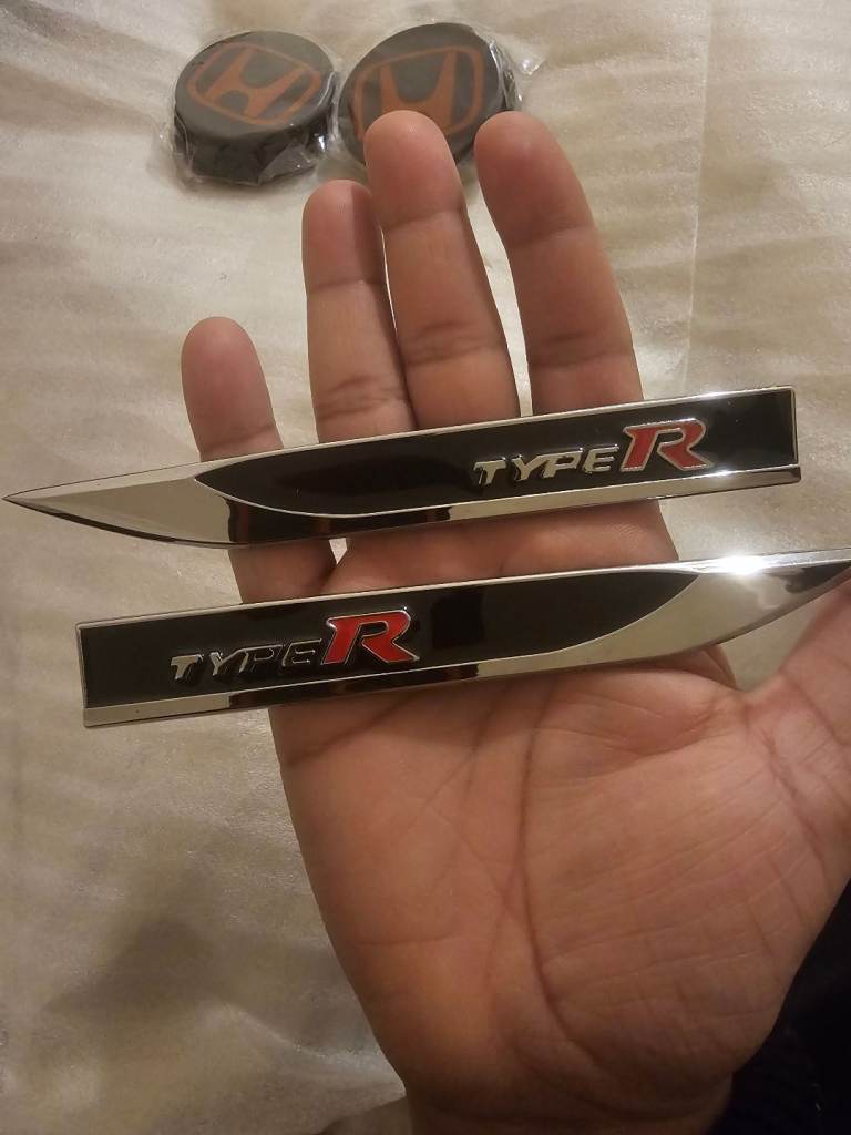 Honda Type-R x2 side scurt Chrome Metal Badge - rare