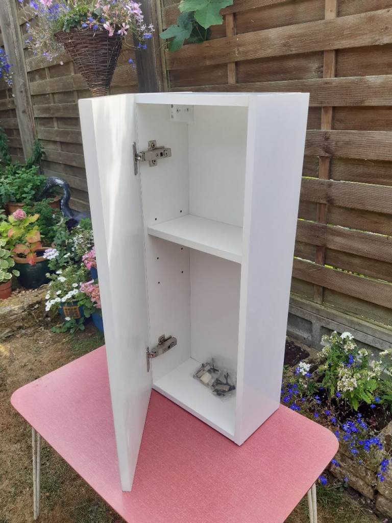 Gloss White Bathroom Wall Cabinet with Shelf