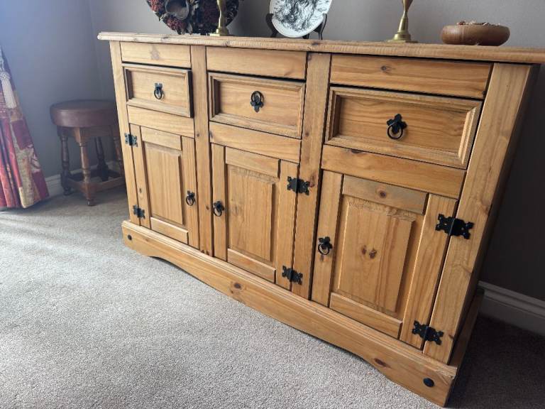 Corona 3 Door - 3 Drawer Large Sideboard - Solid Wood Pine