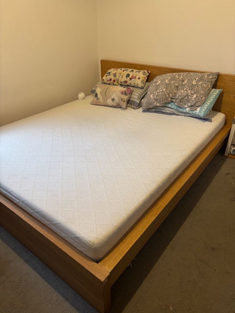IKEA Oak-Effect Bed Frame + Mattress – £120