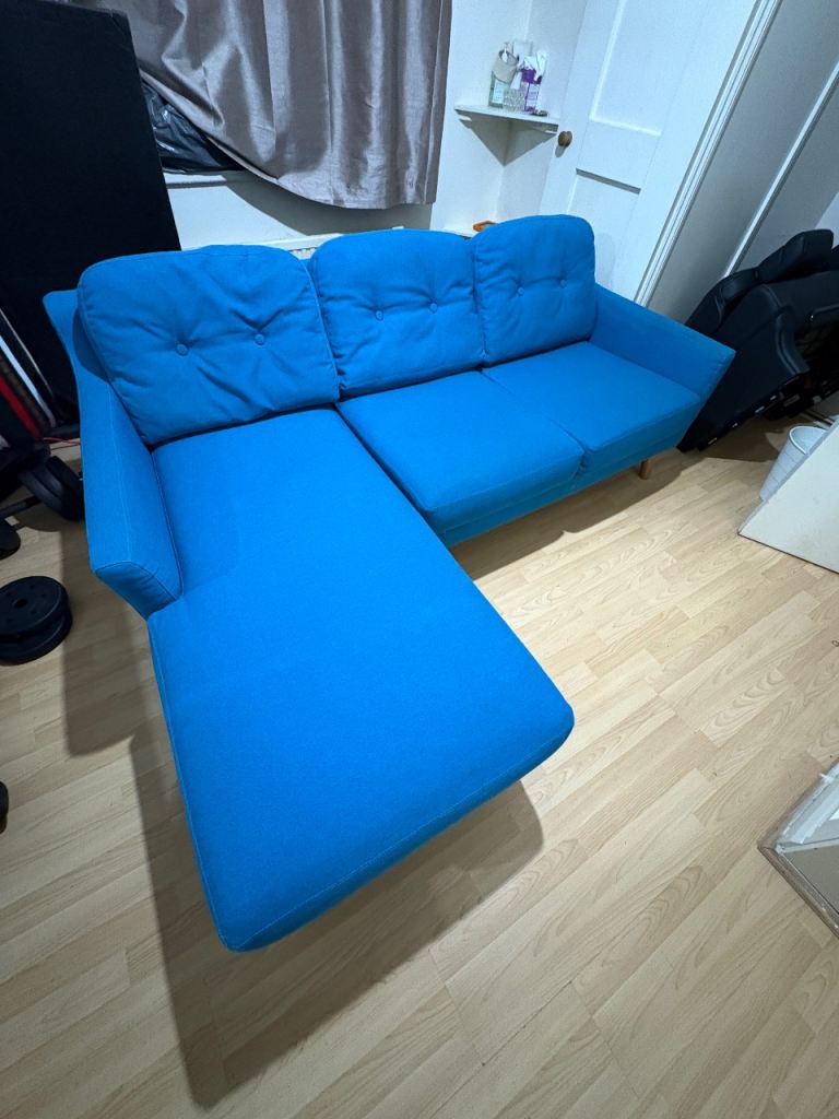 Blue L Shape Sofa - Good Condition