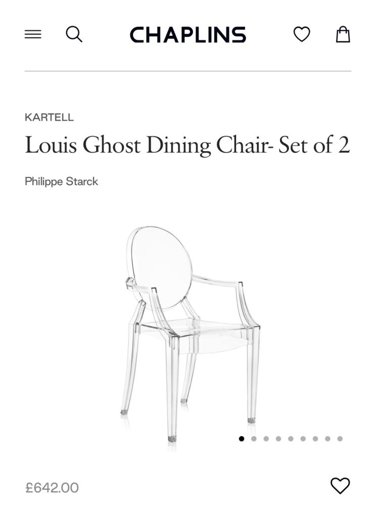 A pair of Philippe Stark Ghost Chair' by Kartel 