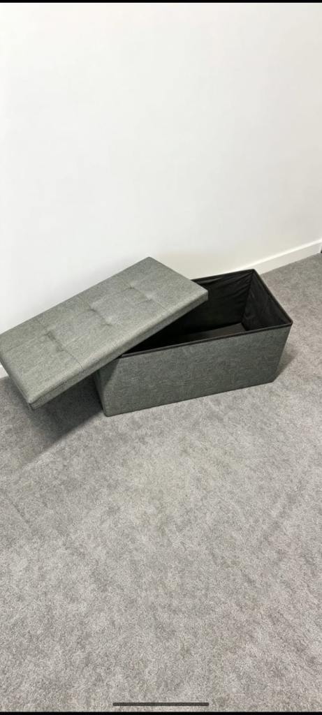 Grey Fabric Storage Box / Ottoman – new