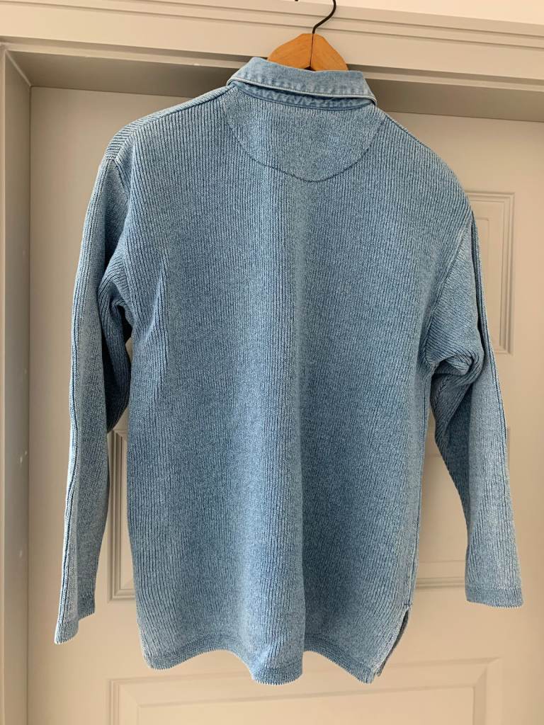 Blue Willis Men's Knitted Cotton Sweater Size S Washed Indigo Blue Dyed colour