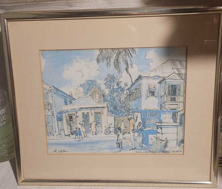 Jill Walker framed Barbados Print  43cm x 38cm inc Frame