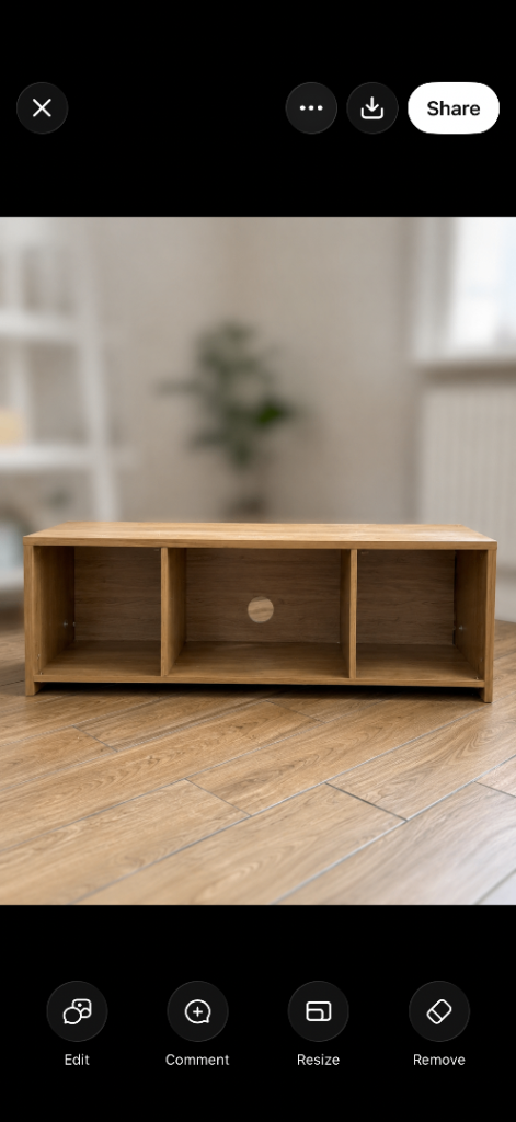 Wooden TV Unit / Media Console with 3 Compartments