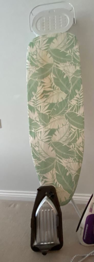 Ironing Board with Iron holder (wall mounted) - Leaf Pattern, Good Condition