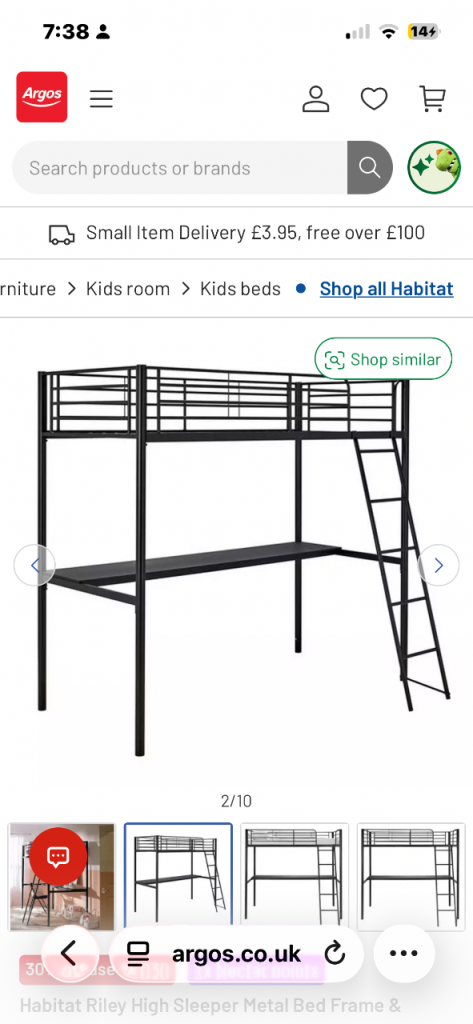 High rise bed 